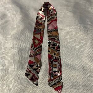 Geometric Print Pink & Tan Silk Scarf Tie